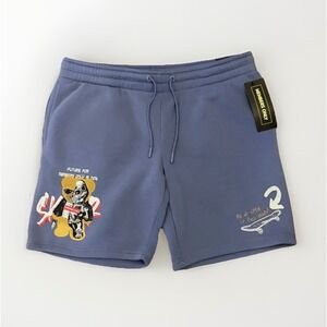 Members Only Graphic Drawstring Skater Bear Sweatshorts - Tempest Blue Men's XL‎